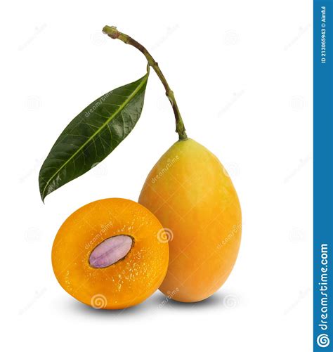 Fruta De Mango De Ciruela Madura Amarilla Con Hoja Verde O Ciruela