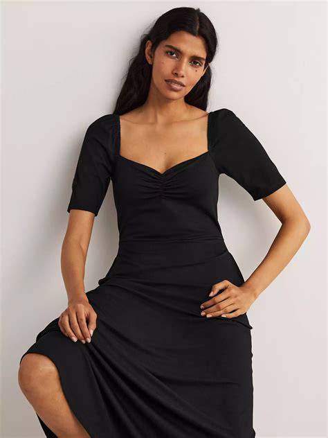 boden sweetheart jersey midi dress black at john lewis and partners