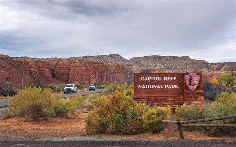 Entrance Sign Of Capitol Reef National Park Utah Editorial Photography