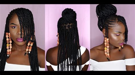How To Half Up Half Down Feed In Braids Box Braids With Cornrows And