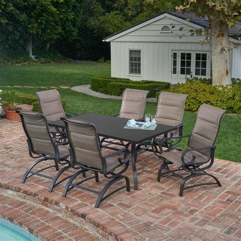 Royal Garden River Oak 7 Piece Metal Outdoor Dining Set With Padded