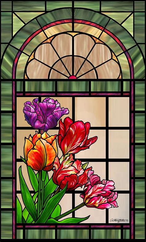 Tulip Stained Glass Window Design Mixed Media By Anthony Seeker Pixels