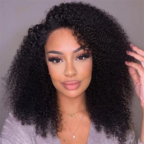 Afro Kinky Curly Natural Color Curly Wig 13x4 Lace Frontal Virgin Huma