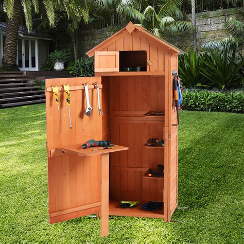 Buy Lvuyoyo Garden Storage Shed Outdoor Wooden Storage Cabinet With
