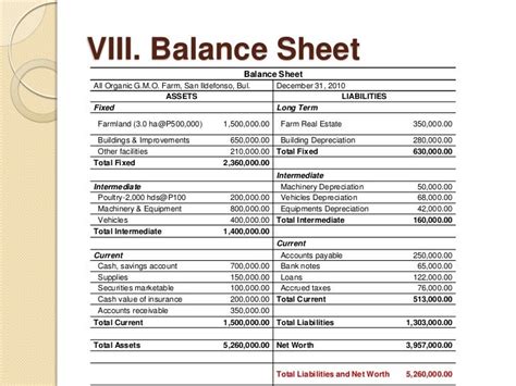 Farm Balance Sheet Template Doctemplates