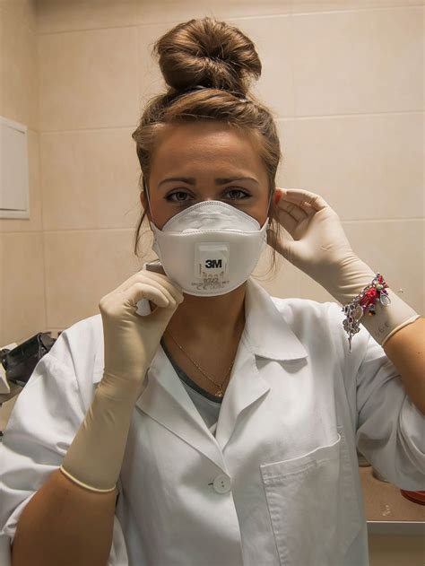 Doctors Office Gas Mask Girl Surgical Gloves Black Girl Fitness