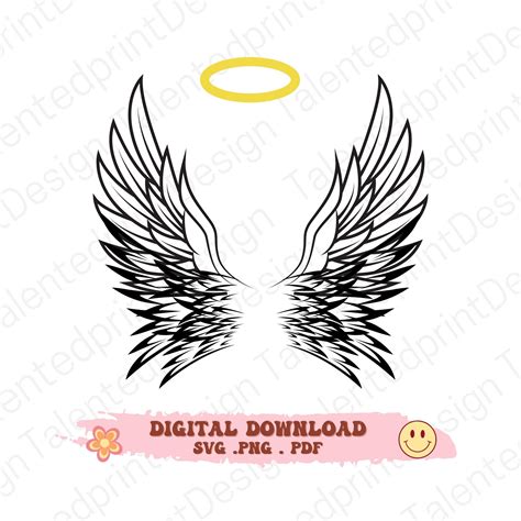 Buy Angel Wings Svg Memorial Svg Angel Svg Halo Svg Cricut Cut Online