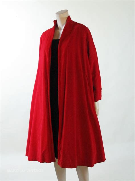 1950s Vintage Crimson Velvet Swing Coat My Mother Had A Coat In Red