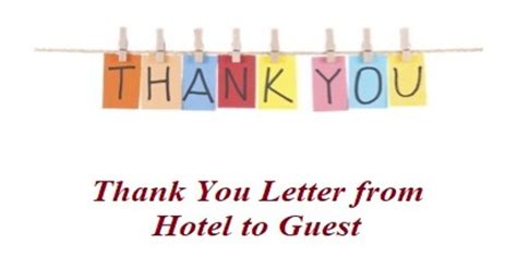 Hotel Guest Thank You Letter