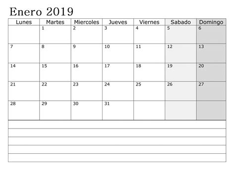 Calendario Enero 2019 Con Festivos Calendario Enero 2019 Con Festivos