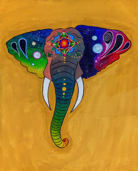 Colorful Elephant Painting Elephant Print Original Art Etsy