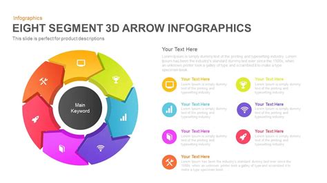Eight Segment 3d Arrow Infographics Powerpoint And Keynote Template