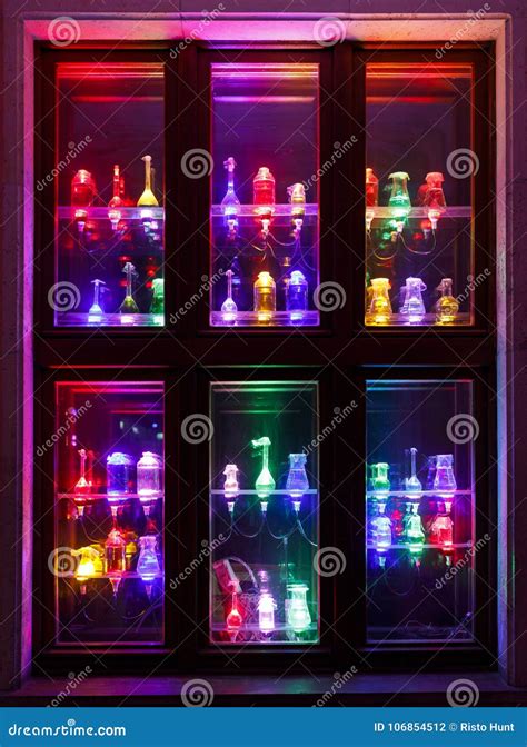 Colorful Bottle Decorations On Window Stock Photo Image Of Design