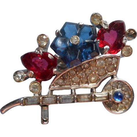 Alfred Philippe Crown Trifari Fruit Salad Vintage Pin Flower Cart