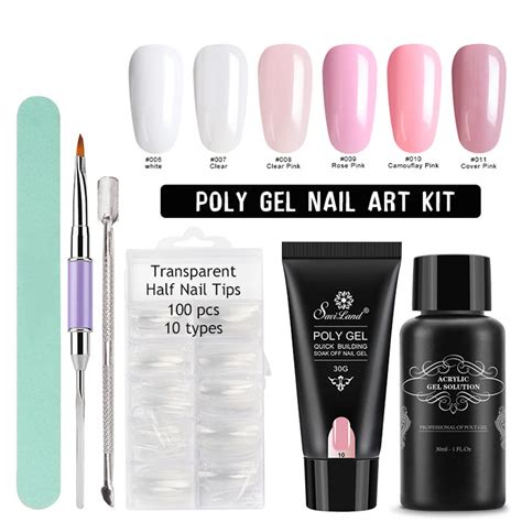 6pcsset Poly Gel Set Uv Acryl Builder Polygel Fast Dry Nail Art Design