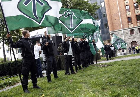 Neo Nazis Counter Demonstrators Rally In Swedish Capital