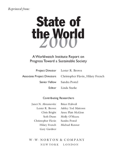 Pdf State Of The World 1997 A Worldwatch Institute Report On