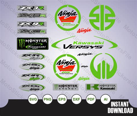 Kawasaki Ninja Motorcycles File Logo Svg Pack Of Designs Etsy Uk