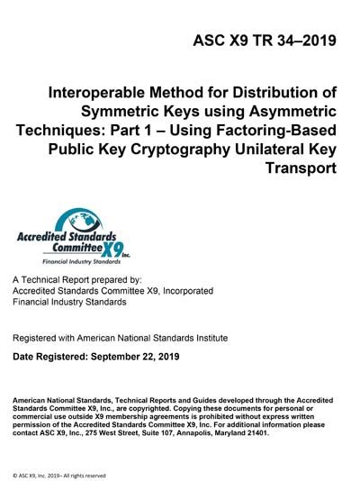 Asc X9 Tr 34 2019 Interoperable Method For Distribution Of Symmetric