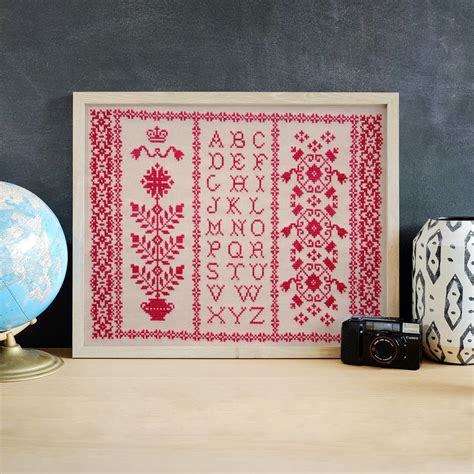 See more ideas about cross stitch patterns, cross stitch, stitch patterns. Primitive cross stitch pattern PDF, Folk Red sampler ...