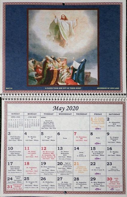 2020 Traditional Liturgical Calendar In 2020 Catholic Liturgical