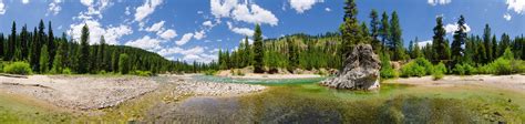 Panoramas Nature River Landscape Forest Hill Water Clouds Trees