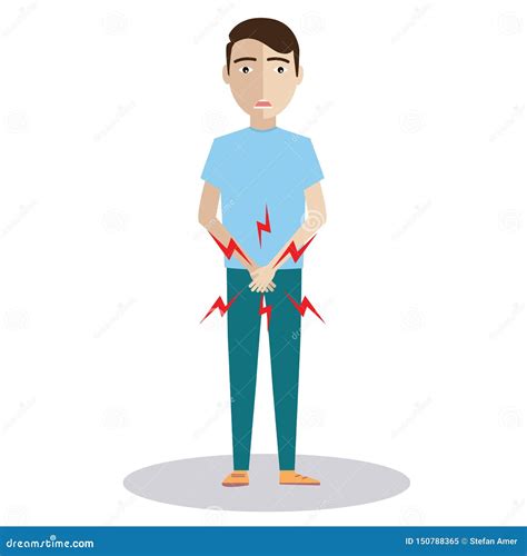 Man With Hands Holding His Crotch And Need To Pee Or Bladder Problem