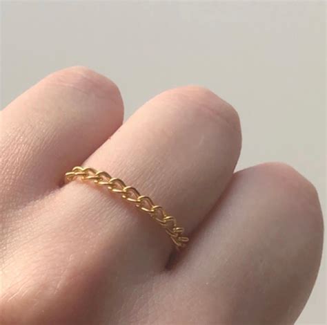Gold Chain Ring Etsy