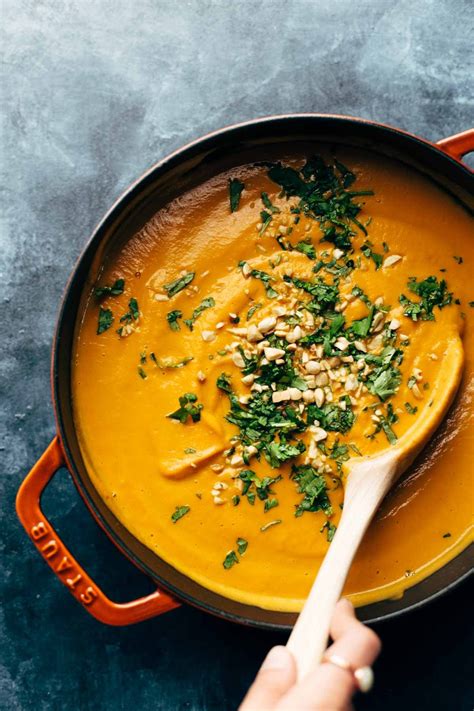 Spicy Vegan Carrot Soup Made With Coconut Milk Onions Carrots Garlic