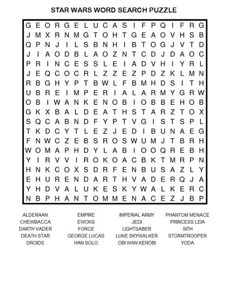 star wars word search puzzle  activity shelter