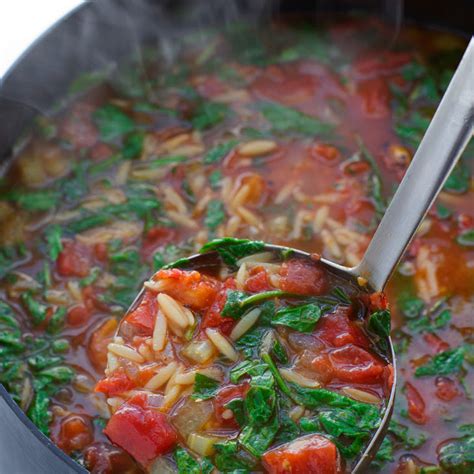 Italian Orzo Tomato Spinach Soup Recipe