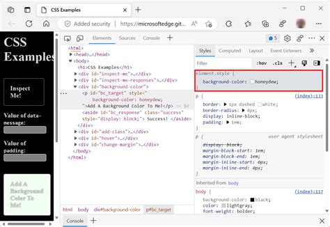 Get Started Viewing And Changing Css Microsoft Edge Development