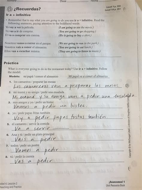Unidad 4 leccion 1 answers spanish 4 read online unidad 4 leccion 1 answers spanish 4 if you ally habit such a referred unidad 4 leccion 1. Avancemos 2 Worksheet Answers | Printable Worksheets and Activities for Teachers, Parents ...