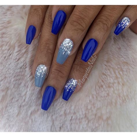 As they are made to order, there may be slight variations between designs. Royal blue coffin nails by margaritasnailz silver glitter ...