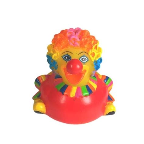 Clown Rubber Duck Completely Outfitted In Costume With Big Rainbow