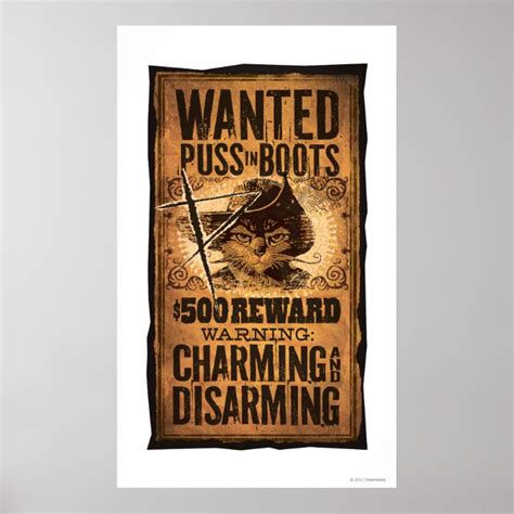 Wanted Puss In Boots Poster