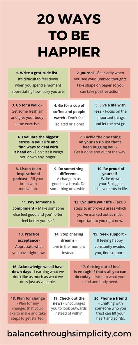20 Ways To Be Happier Enjoy Life More Mindfulness Positive Self