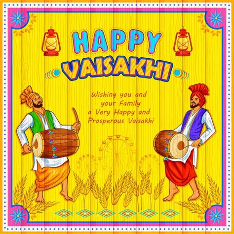 Happy Vaisakhi Punjabi Festival Celebration Background — Stock Vector