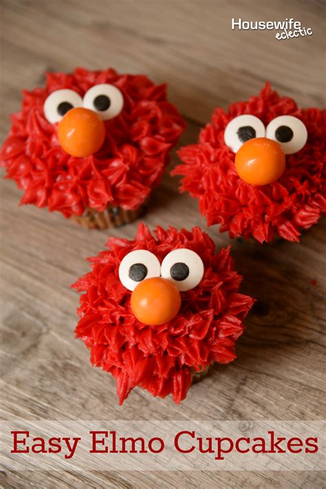 Easy Elmo Cupcakes Housewife Eclectic