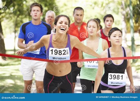 Female Athlete Winning Marathon Race Stock Image Image Of Active