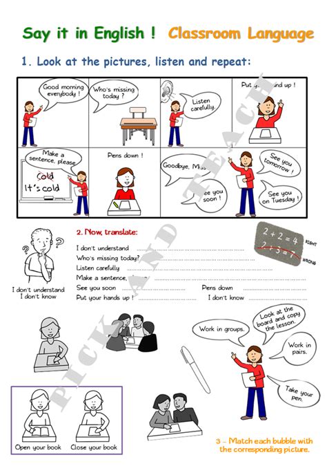 Say It In English Classroom Language Beginners