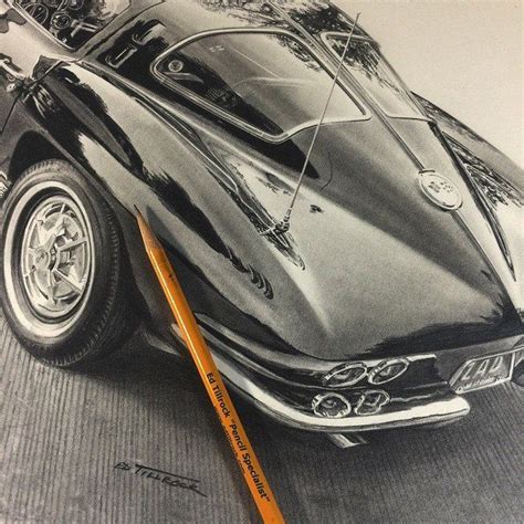 Ed Tillrock Corvette Stingray Fabulous Pencil Drawing