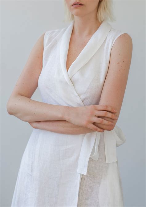 Ankle Length Linen Wrap Dress Serena Linenhandmadestudio Com