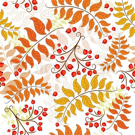 Autumn Seamless Decorative Floral Pattern With Colorful Leaves Vector
