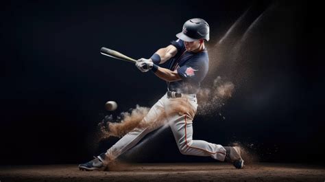 A Baseball Player Hitting A Ball With A Bat