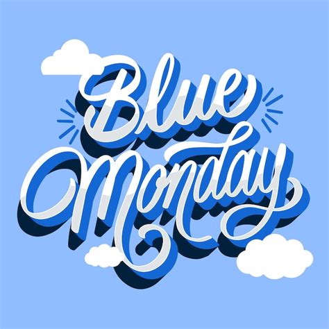 Premium Vector Flat Blue Monday Text Illustration