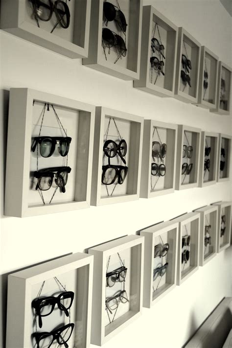 Eyewear In Shadowboxes Sunglasses Display Eyewear Store Design Eyewear Display