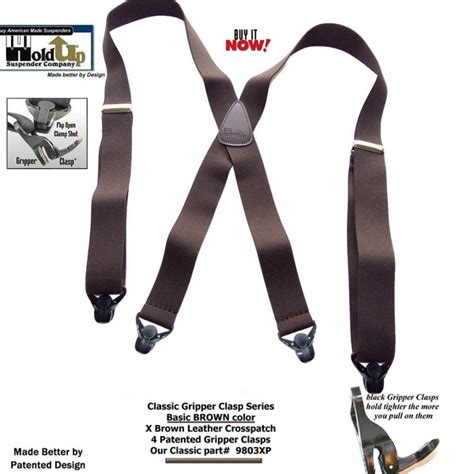 Holdup Brand Basic Brown X Back Classic Series Holdup Suspenders With