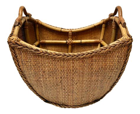 Vintage Bamboo Wicker Basket With Images Wicker Wicker Baskets Basket