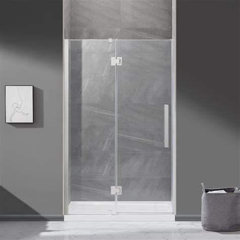 Ove Decors Niko 73 9 In H X 46 25 In To 48 In W Frameless Hinged Satin Nickel Shower Door Clear
